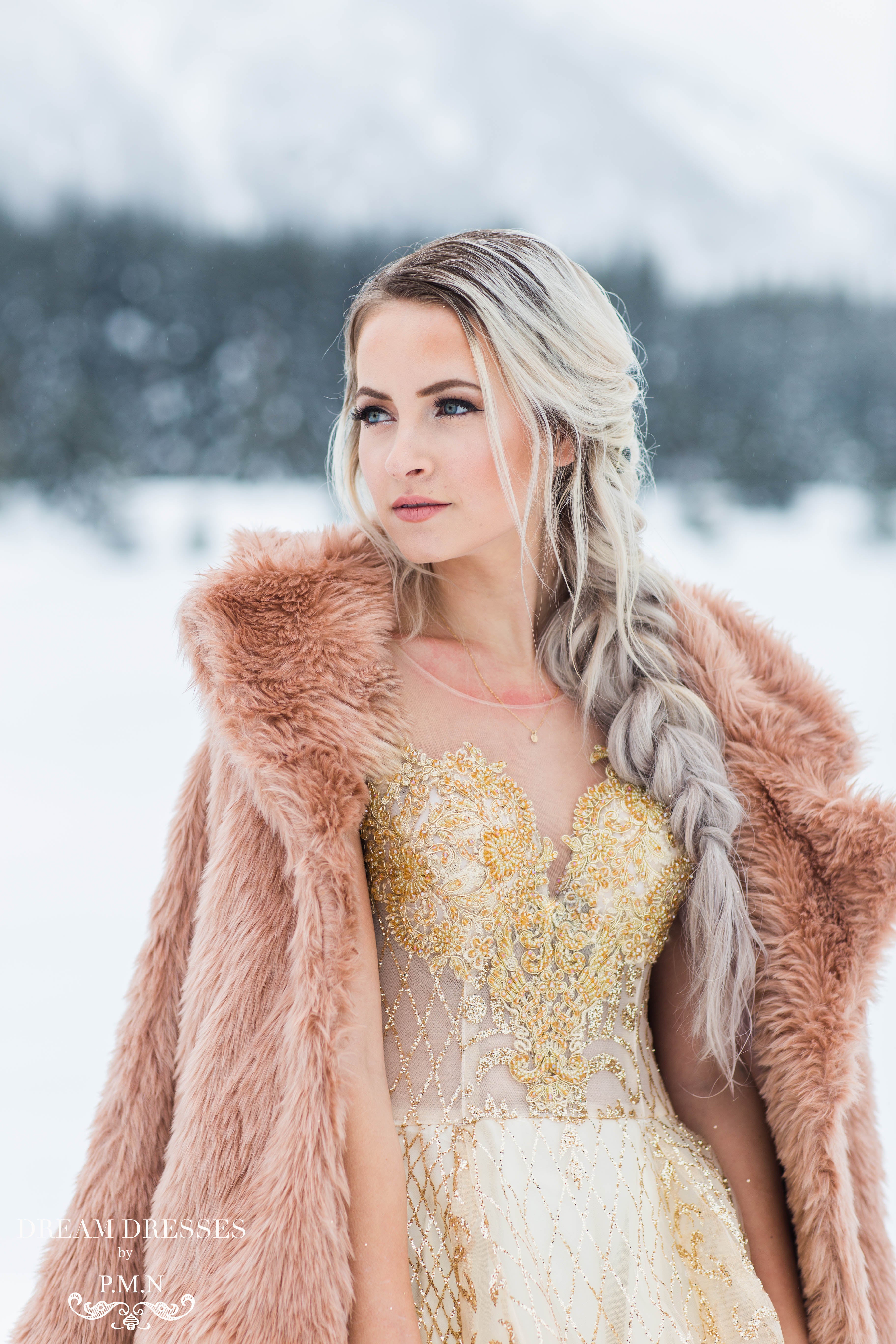 DreamDress By PMN Theia Gold Ball Wedding Dress Gown Illusion Neckline Embellishment Sheer Bodice Sleeveless Chapel Train Glitter | Size: Custom DreamDress By PMN Theia Gold Ball Wedding Dress Gown Illusion Neckline Embellishment Sheer Bodice Sleeveless Chapel Train Glitter | Size: Custom
