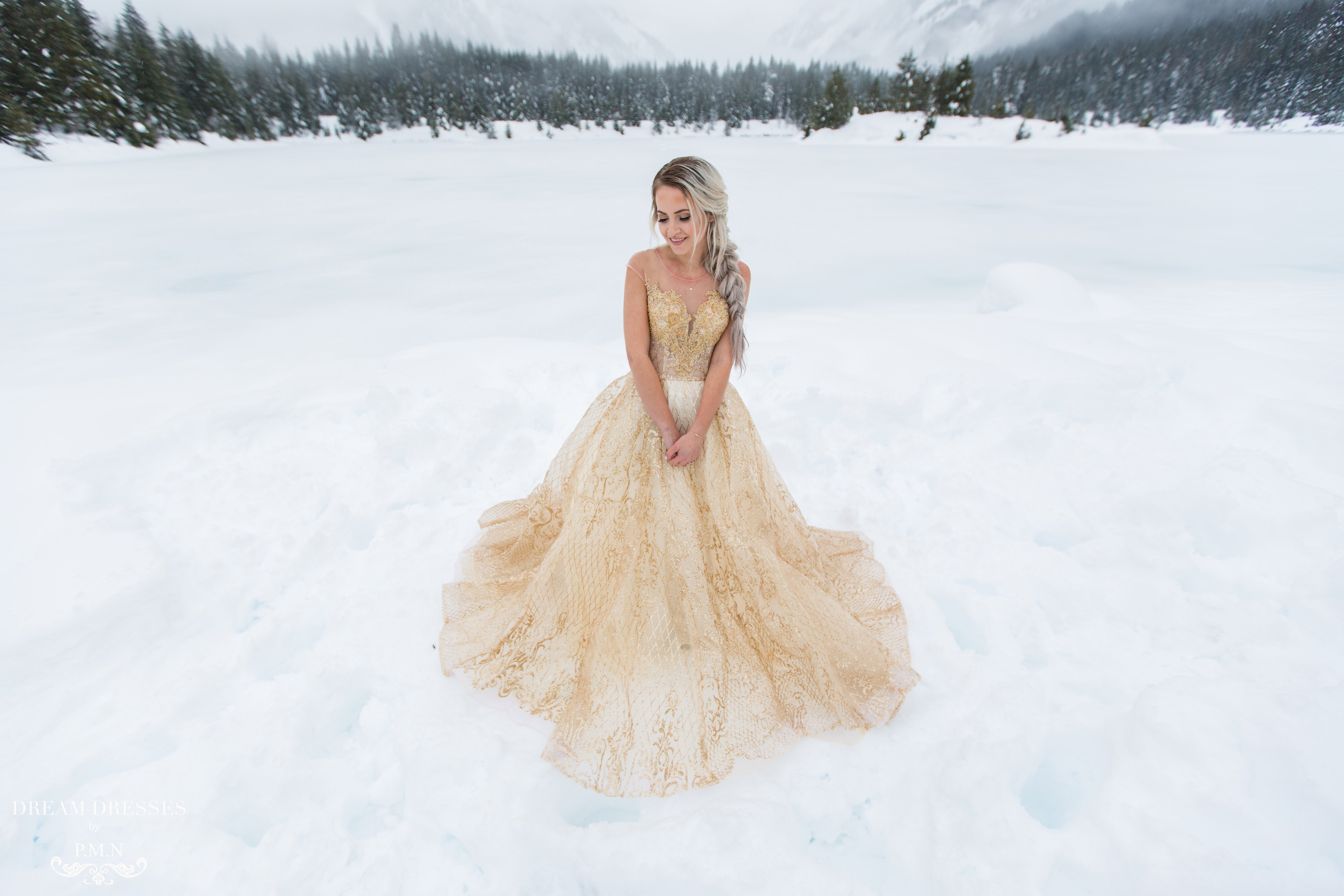 DreamDress By PMN Theia Gold Ball Wedding Dress Gown Illusion Neckline Embellishment Sheer Bodice Sleeveless Chapel Train Glitter | Size: Custom DreamDress By PMN Theia Gold Ball Wedding Dress Gown Illusion Neckline Embellishment Sheer Bodice Sleeveless Chapel Train Glitter | Size: Custom