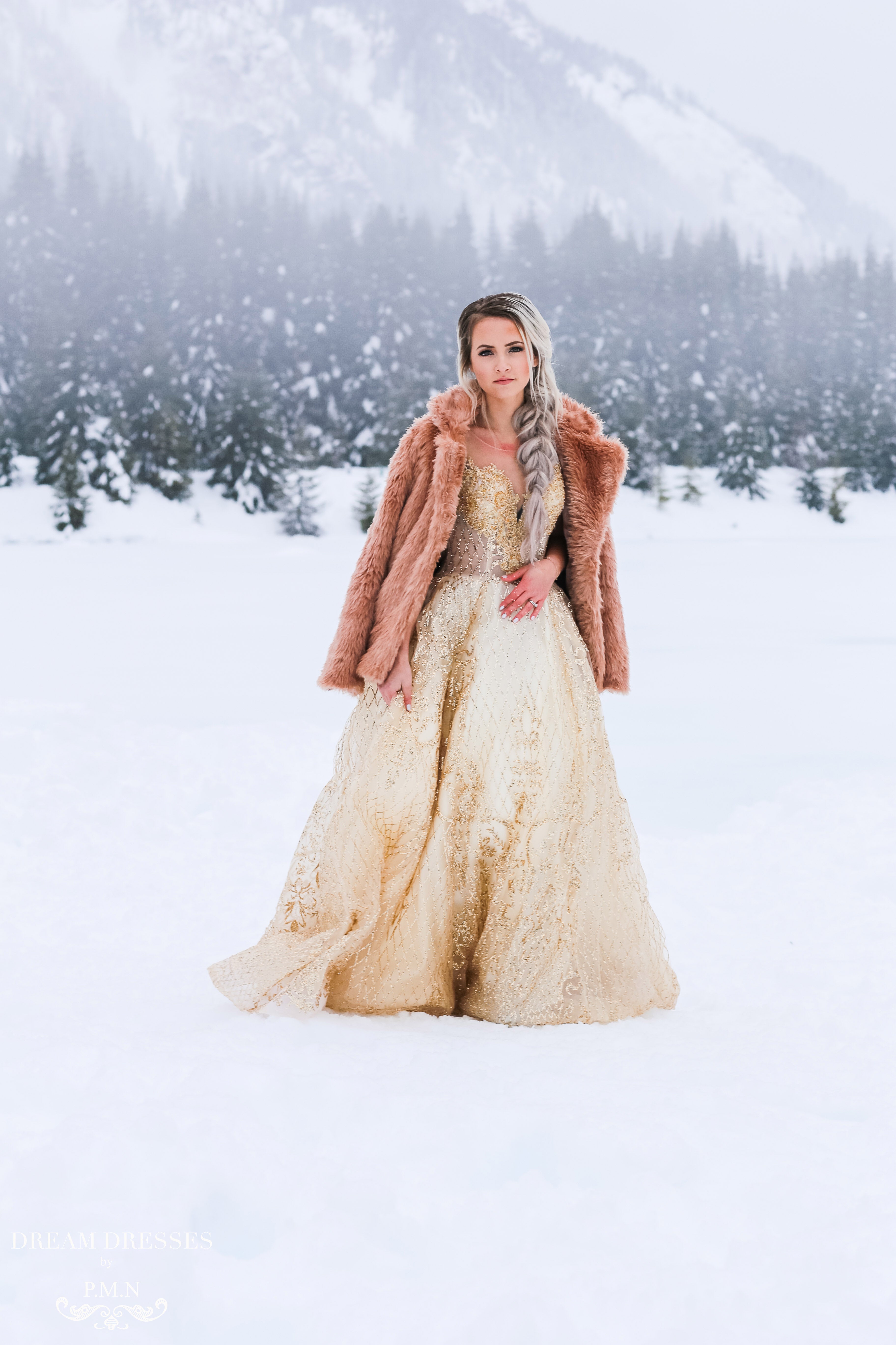 DreamDress By PMN Theia Gold Ball Wedding Dress Gown Illusion Neckline Embellishment Sheer Bodice Sleeveless Chapel Train Glitter | Size: Custom DreamDress By PMN Theia Gold Ball Wedding Dress Gown Illusion Neckline Embellishment Sheer Bodice Sleeveless Chapel Train Glitter | Size: Custom