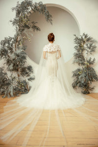 Cathedral Bridal Lace Cape with High Neck (#YONIA) - Dream Dresses by P.M.N.