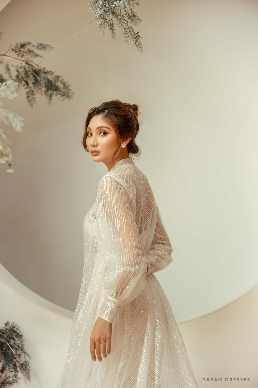 Long Sleeves Bridal Cape with Glittery Tulle (#CARLLA) - Dream Dresses by P.M.N.
