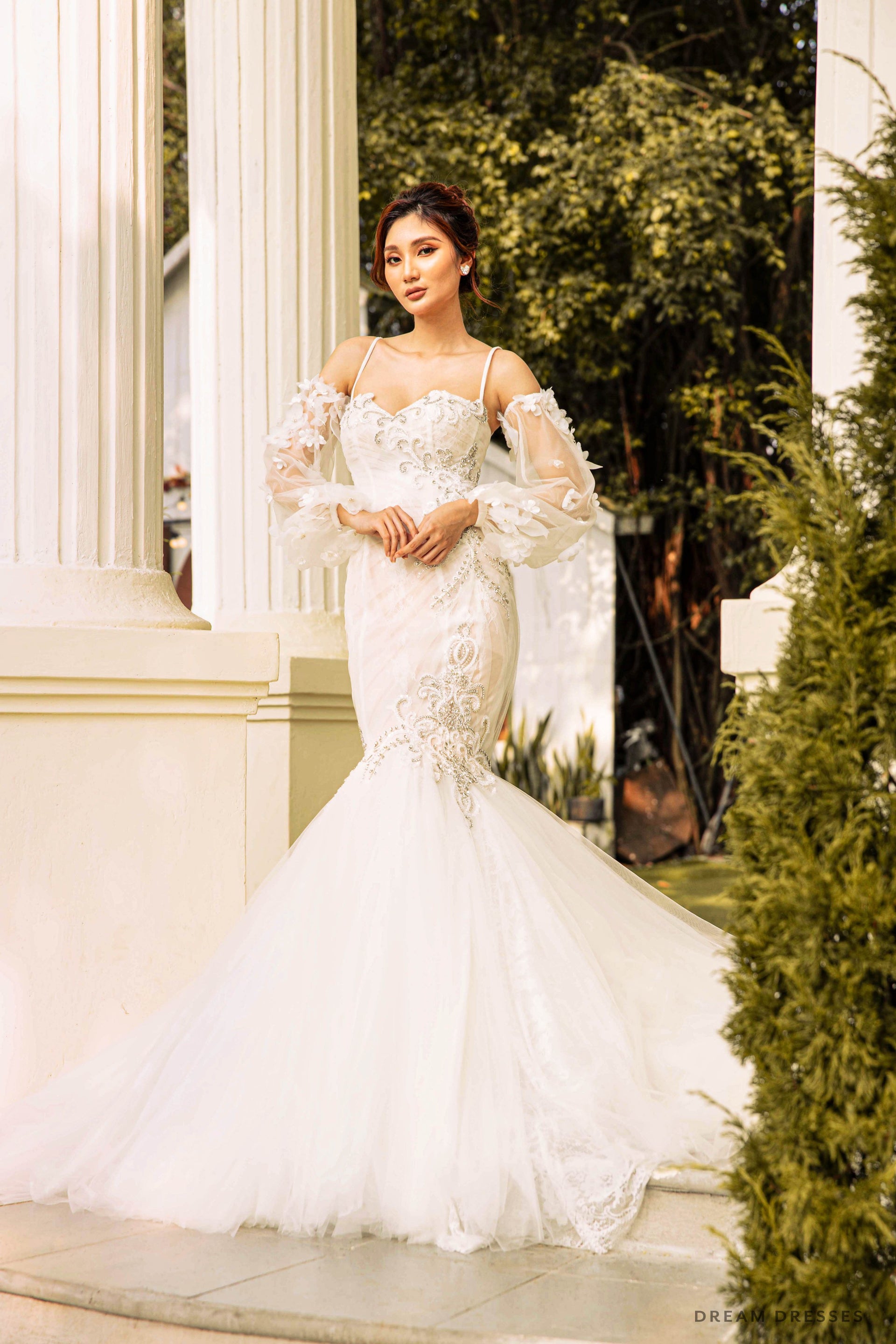 Detachable Wedding Dress Sleeves with 3D Floral Appliqué (#BELLISSA) - Dream Dresses by P.M.N.