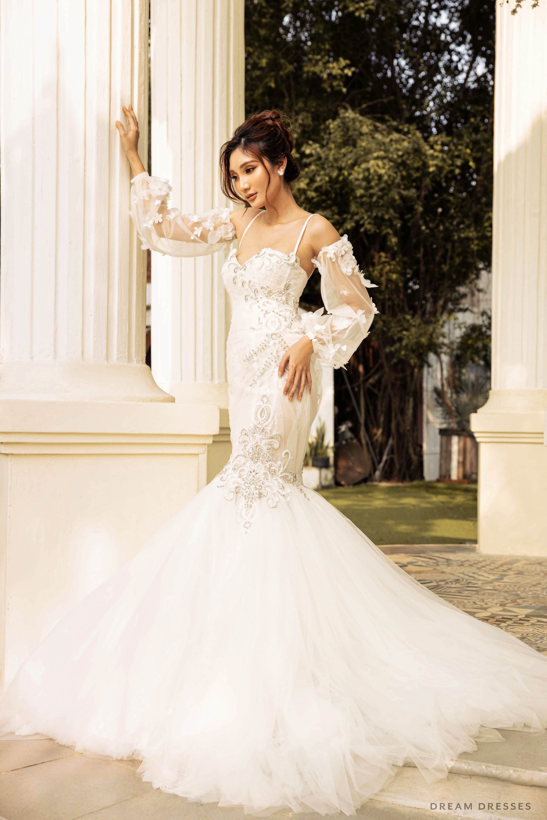 Detachable Wedding Dress Sleeves with 3D Floral Appliqué (#BELLISSA) - Dream Dresses by P.M.N.