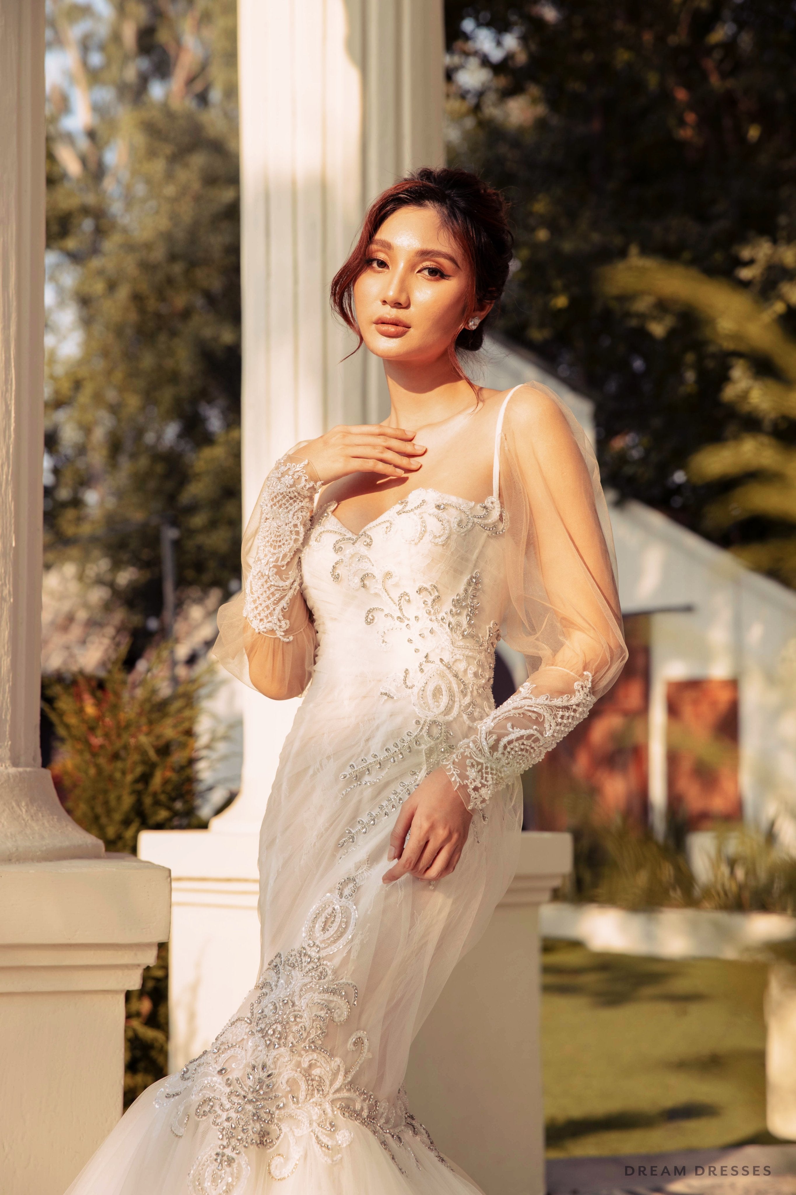 Beaded Lace Removable Bridal Long Sleeves (#EDDA)