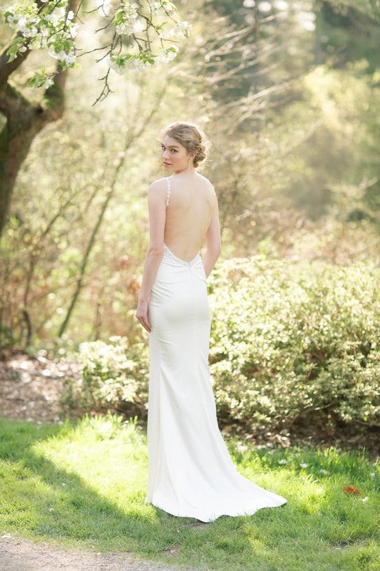 Lace Sheath Wedding Dress With Slit (#Eilliva) - Dream Dresses by P.M.N.