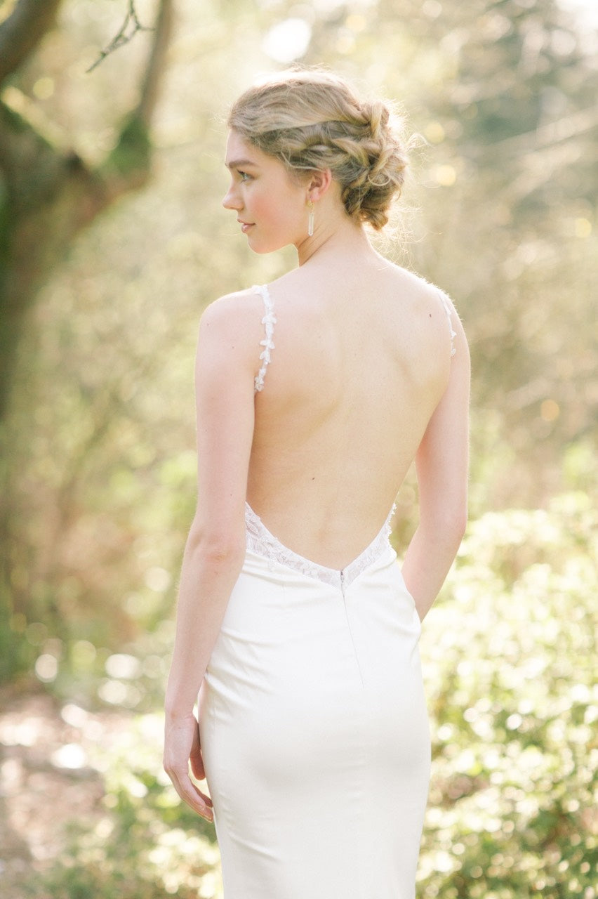 Lace Sheath Wedding Dress with Slit - Eilliva Lace Sheath Wedding Dress with Slit - Eilliva