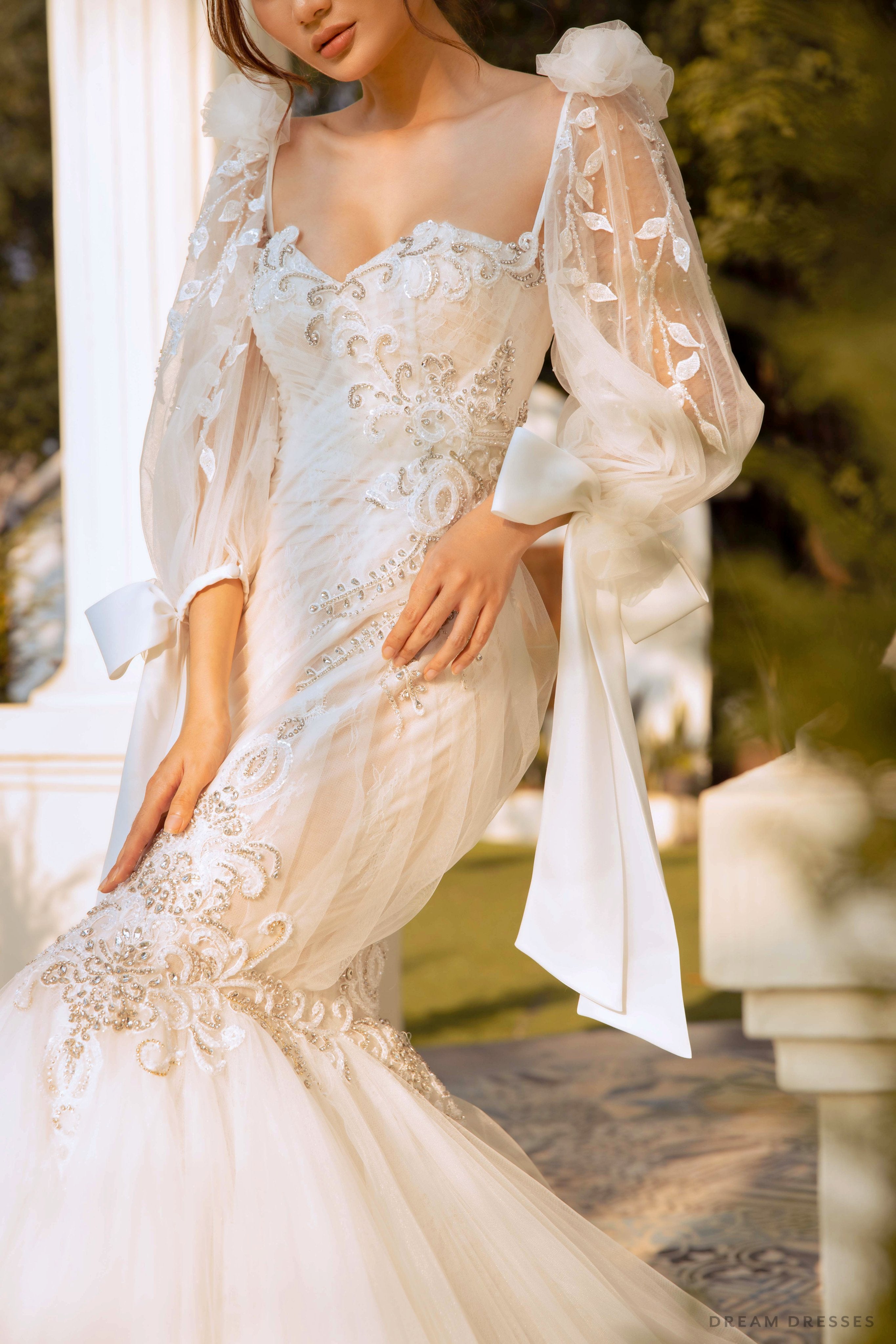 Embellished Detachable Bridal Long Sleeves (#MARSIA)