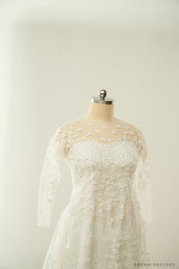 White Lace Bridal Ao Dai | Lace Vietnamese Traditional Bridal Dress (#CHICHI) - Dream Dresses by P.M.N.