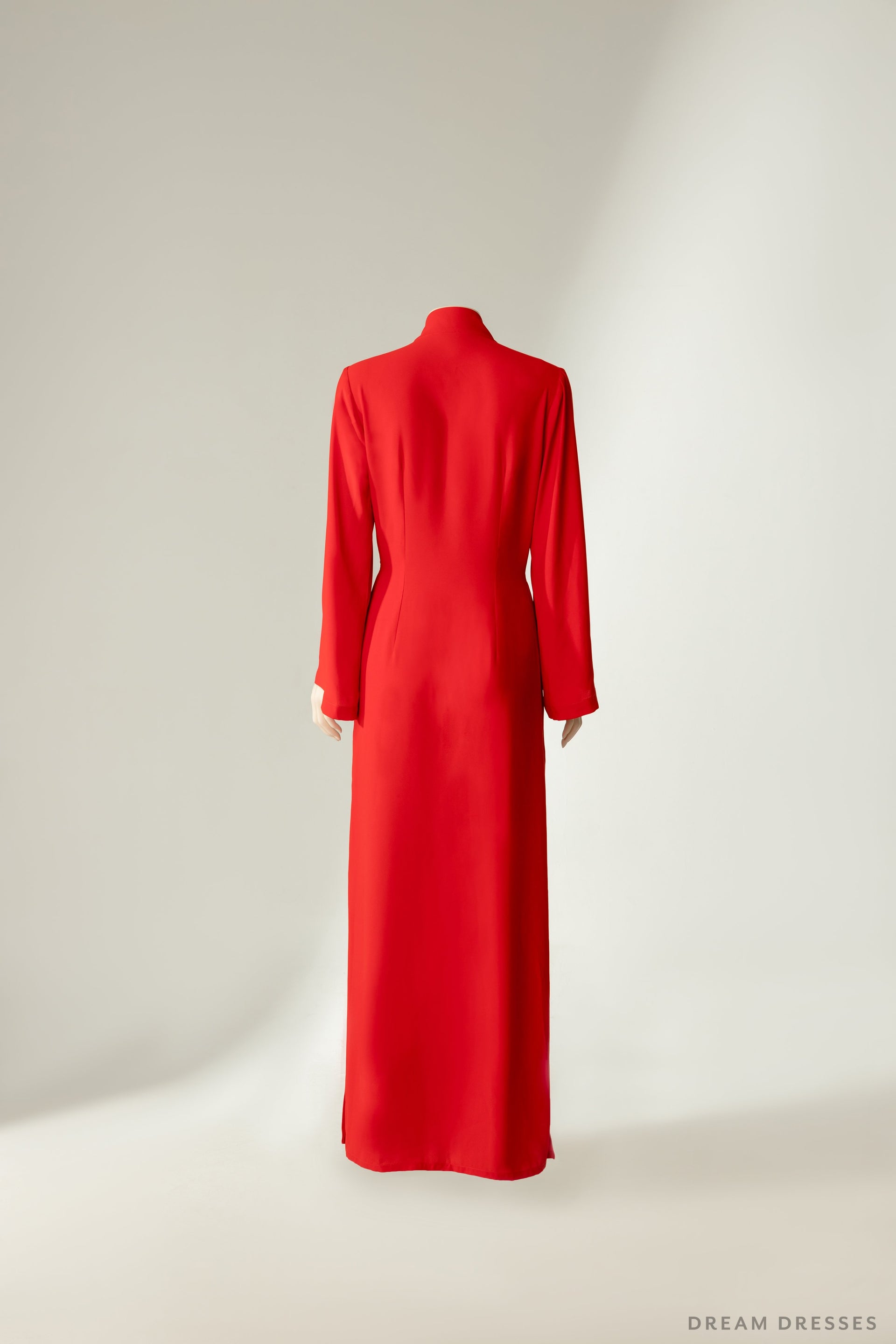 Red and Gold Ao Dai OverCoat | Traditional Vietnamese Bridal OverCoat (#FENGHUANG) - Dream Dresses by P.M.N.